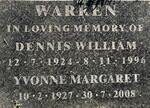 WARREN Dennis William 1924-1996 & Yvonne Margaret 1927-2008