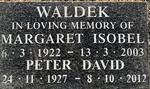 WALDEK Peter David 1927-2012 & Margaret Isobel 1922-2003