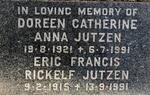 JUTZEN Eric Francis Rickelf 1915-1991 & Doreen Catherine Anna 1921-1991