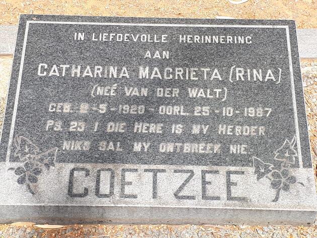 COETZEE Catharina Magrieta nee VAN DER WALT 1920-1987
