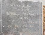 KLERK Barend J., de -1902 & Susanna C. VAN HEERDEN -1948