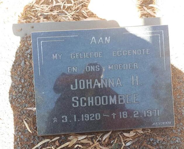 SCHOOMBEE Johanna H. 1920-1971