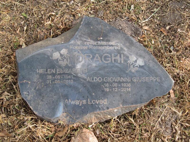 DRAGHI Aldo Giovanni Giuseppe 1938-2014 & Helen Elizabeth 1941-2013