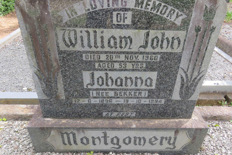 MONTGOMERY William John -1960 & Johanna BEKKER 1896-1984