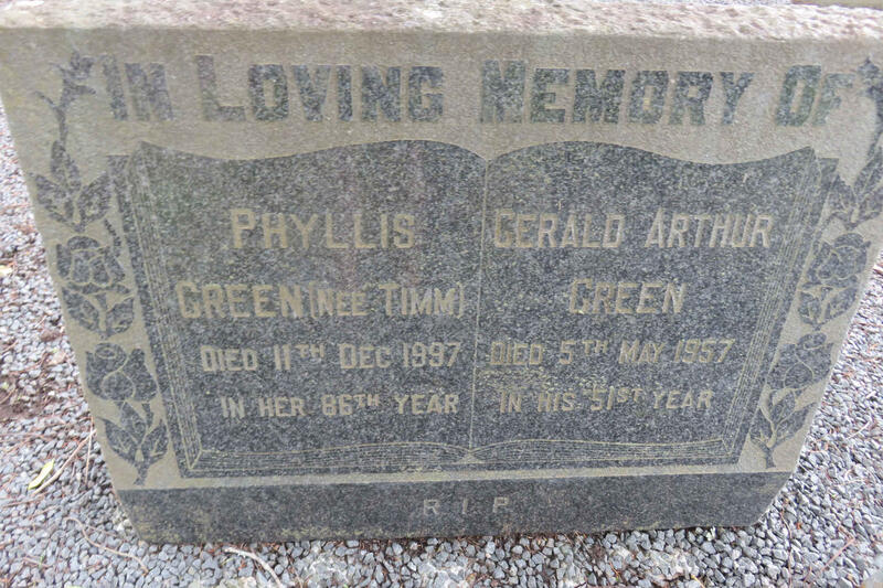 GREEN Gerald Arthur -1957 & Phyllis TIMM -1997
