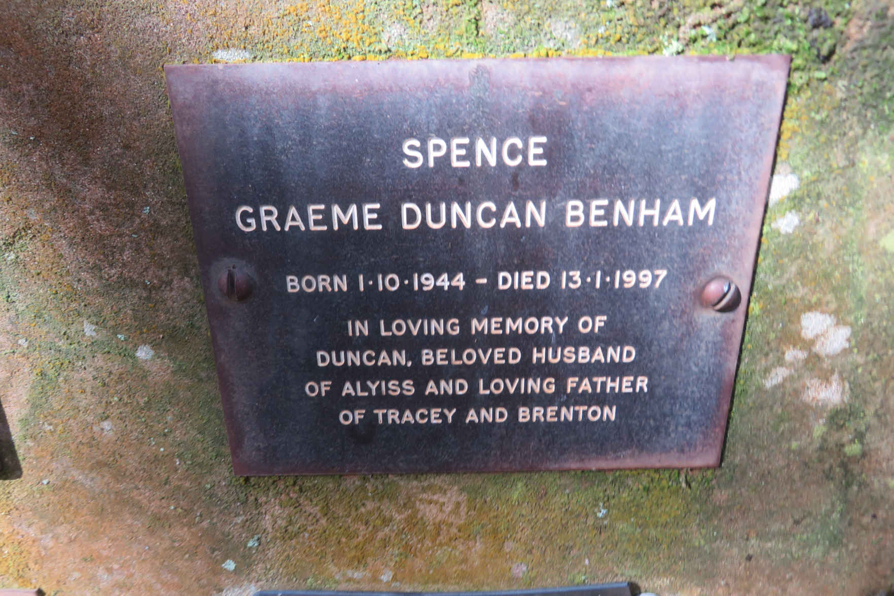 SPENCE Graeme Duncan Benham 1944-1997