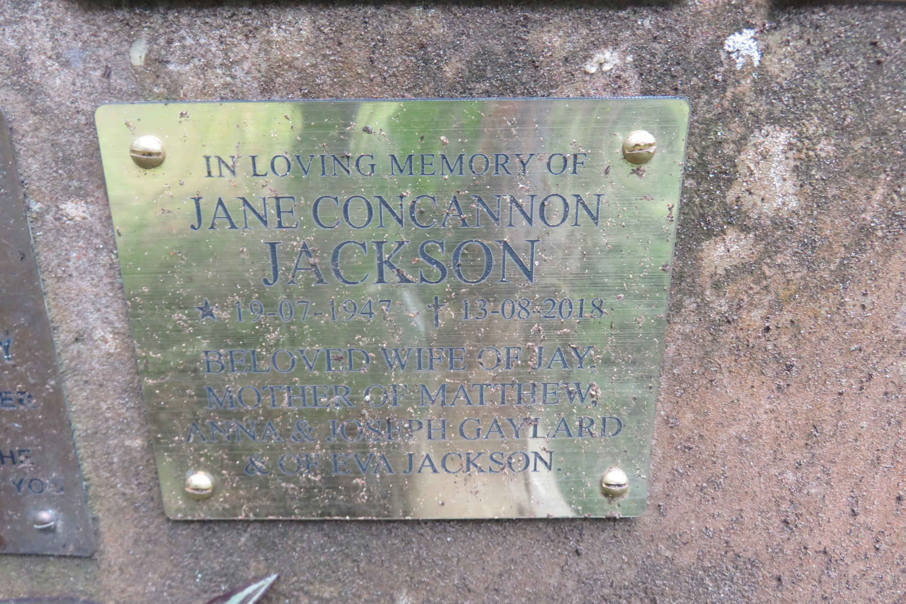 JACKSON Jane Concannon 1947-2018