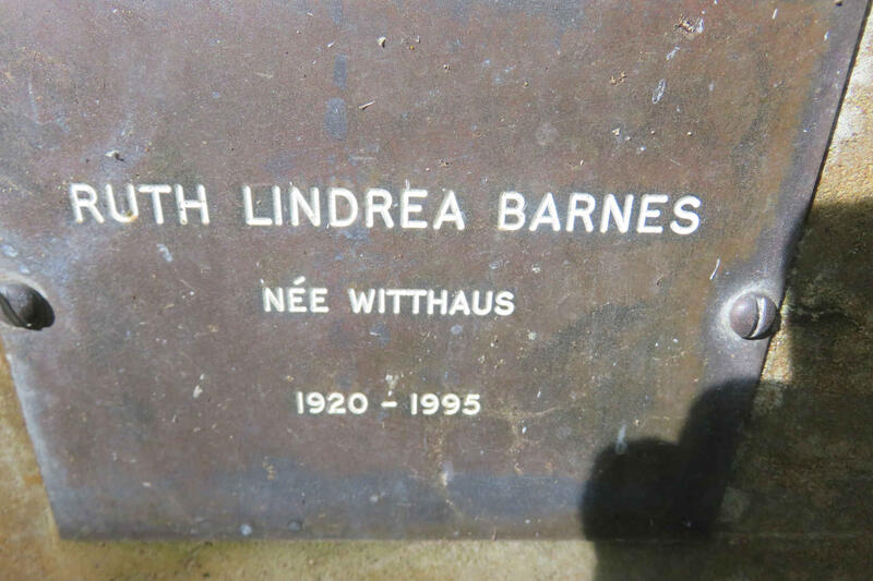 BARNES Ruth Lindrea nee WITTHAUS 1920-1995