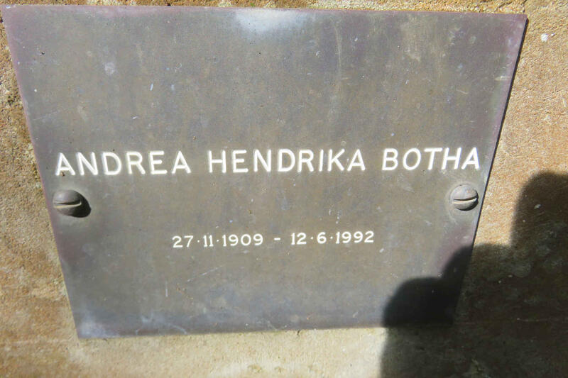 BOTHA  Andrea Hendrika 1909-1992