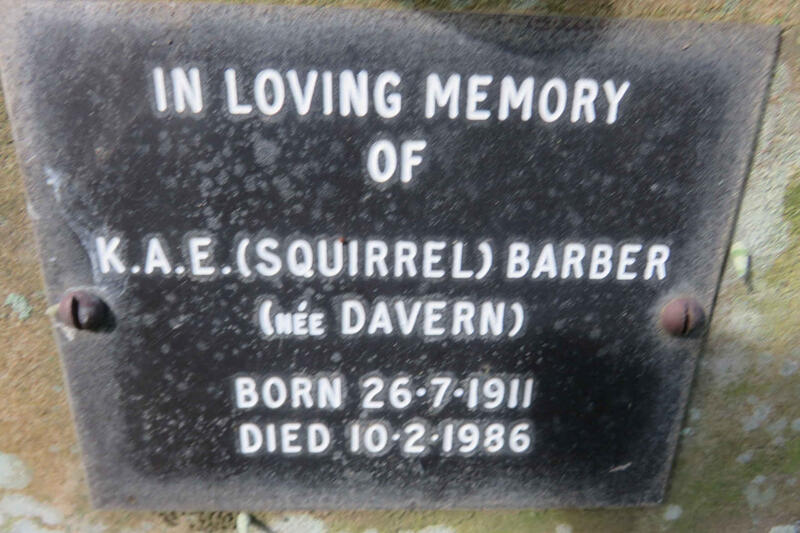 BARBER K.A.E. nee DAVERN 1911-1986