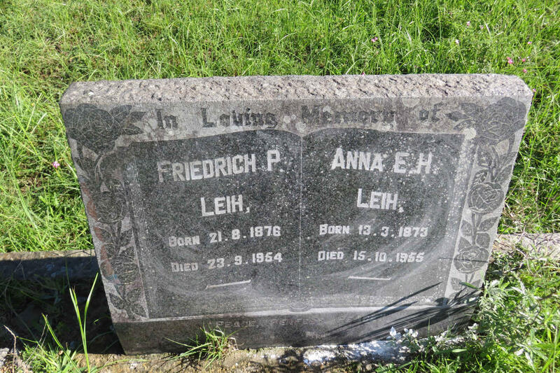 LEIH Friedrich P. 1876-1954 & Anna E.H. 1873-1955