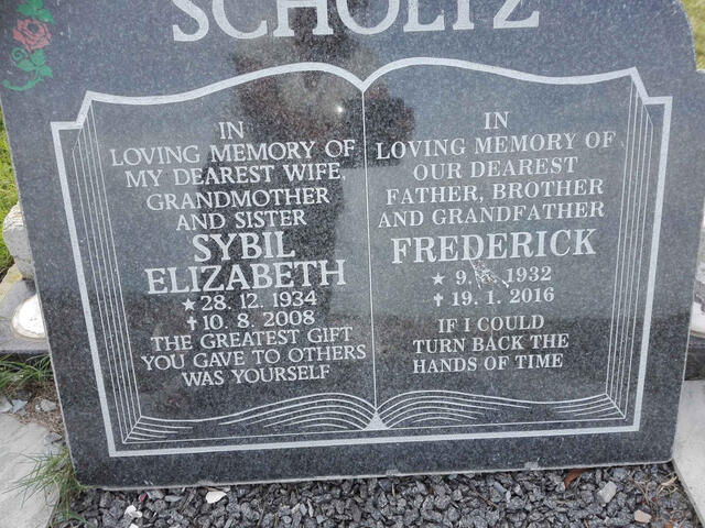 SCHOLTZ Frederick 1932-2016 & Sybil Elizabeth 1934-2008