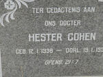 COHEN Hester 1938-195?