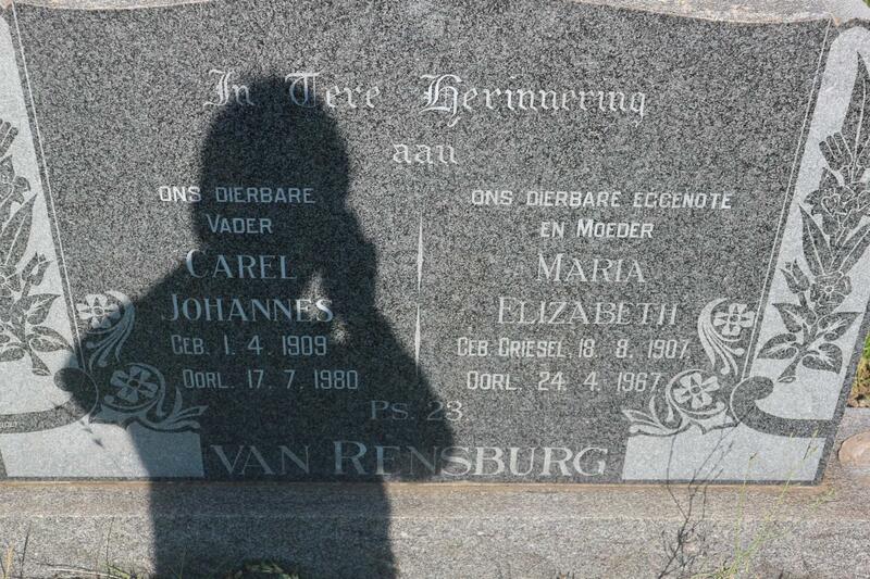 RENSBURG Carel Johannes, van 1909-1980 & Maria Elizabeth GRIESEL 1907-1967