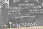 NIEMAND Diederick C. 1895-1957 & Anna M. BOTHA 19?-1964