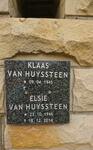 HUYSSTEEN Klaas, van 1945- & Elsie 1946-2014