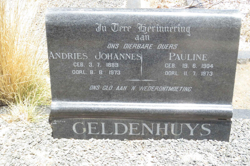 GELDENHUYS Andries Johannes 1889-1973 & Pauline 1904-1973