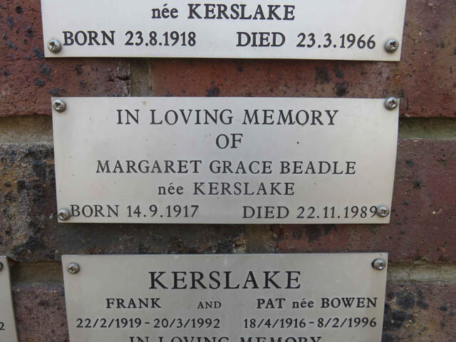 BEADLE Margaret Grace nee KERSLAKE 1917-1989