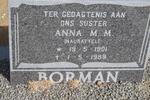BORMAN Anna M.M. nee NAURATTEL 1901-1989