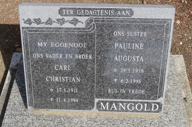 MANGOLD Carl Christian 1911-1994 & Pauline Augusta 1916-1996