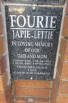 FOURIE Japie 1921-1982 & Lettie 1922-2012