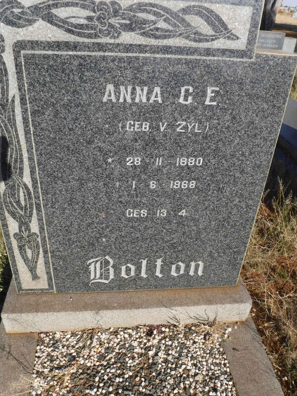 BOLTON Anna C.E. nee VAN ZYL 1880-1968