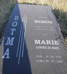 BOTMA Kobus 1930-2005 & Marie DE BEER 1928-2018
