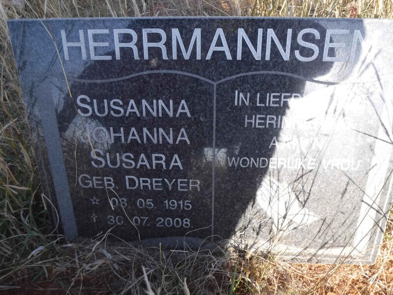 HERRMANNSEN Susanna Johanna Susara nee DREYER 1915-2008