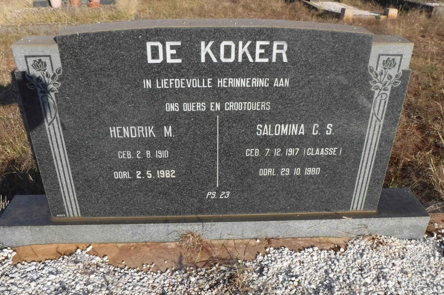 KOKER Hendrik M., de 1910-1982 & Salomina C.S. CLAASSE 1917-1980