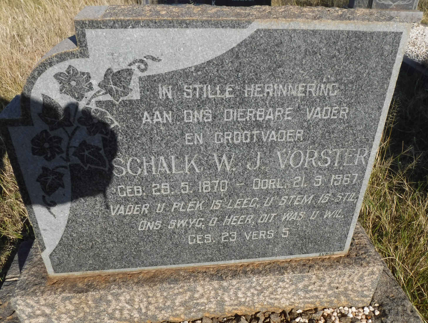 VORSTER Schalk W.J. 1870-1967