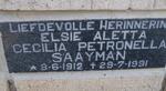 SAAYMAN Elsie Aletta Cecilia Petronella 1912-1991