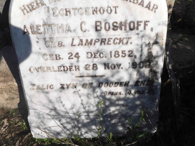 BOSHOFF Alettha C. nee LAMPRECKT 1852-1902