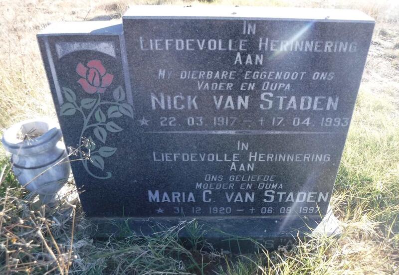 STADEN Nick, van 1917-1993 & Maria C. 1920-1997