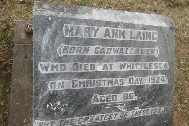 LAING Mary Ann nee CADWALLADER -1924