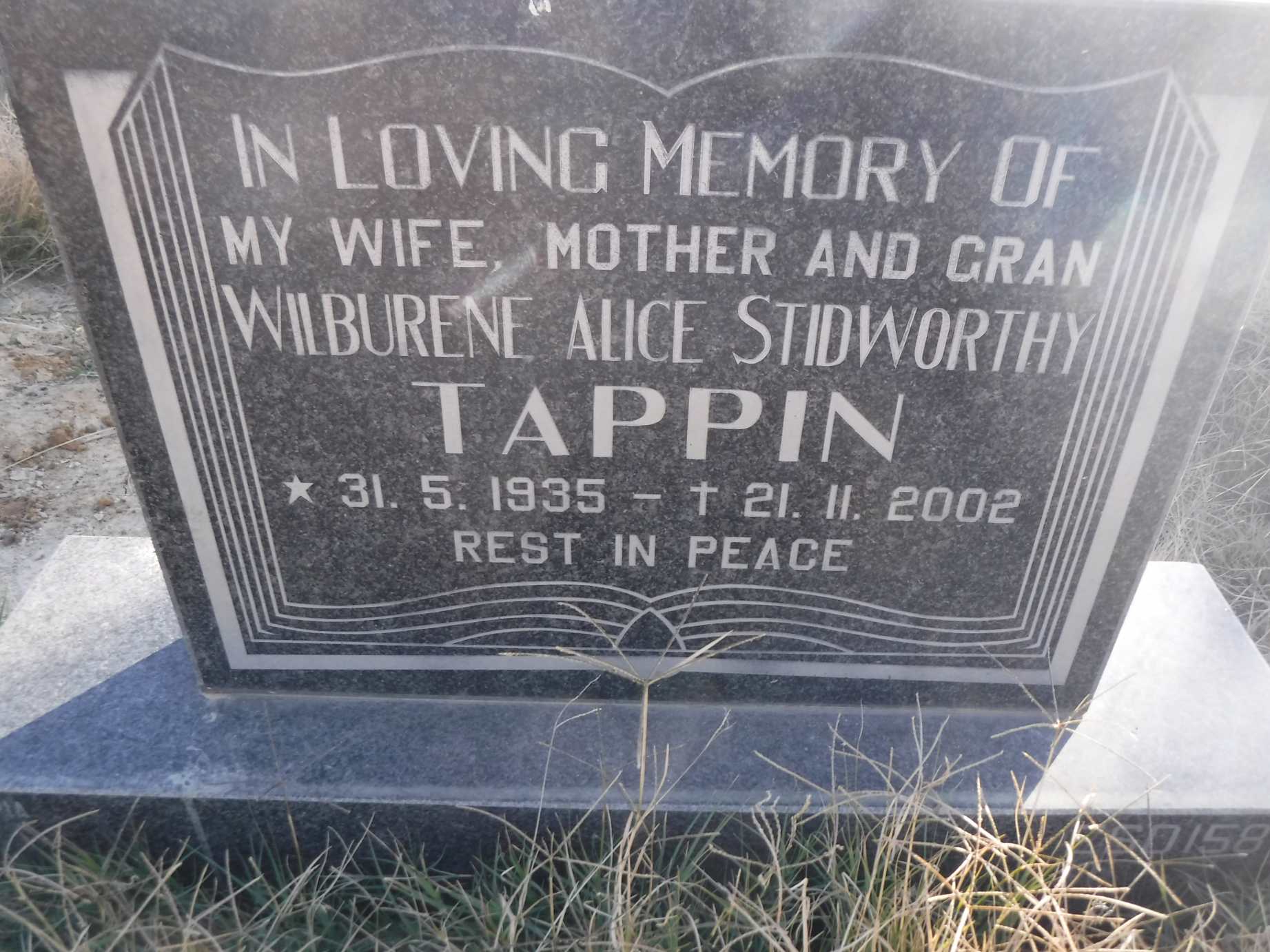 TAPPIN Wilburene Alice Stidworthy 1935-2002