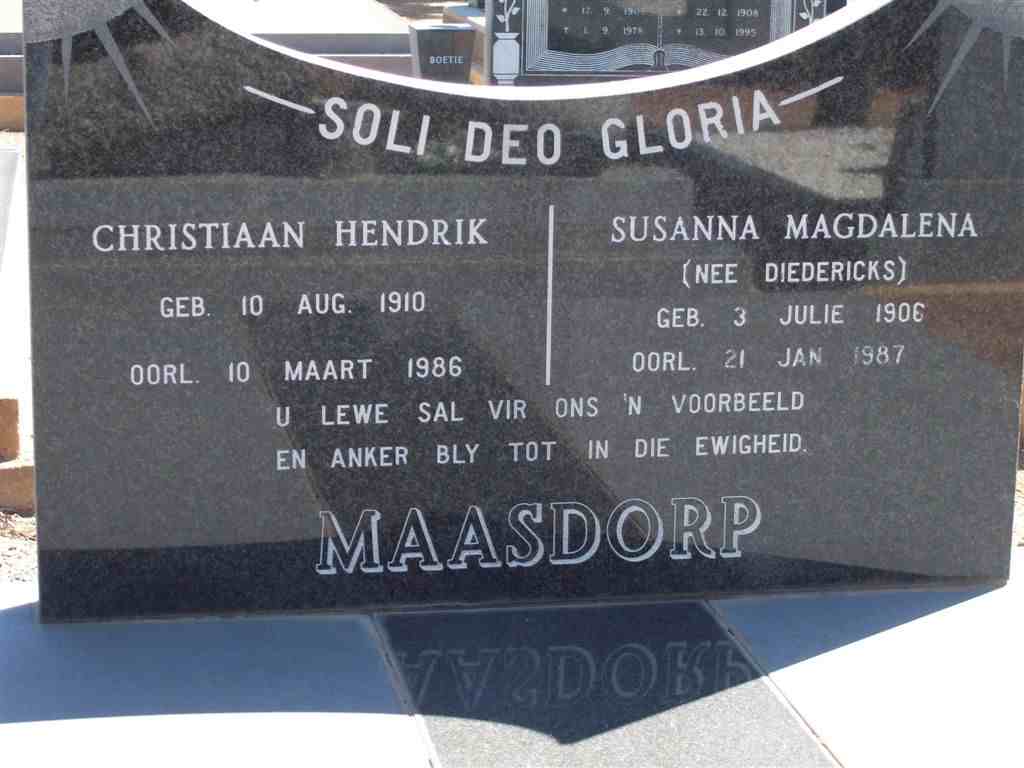 MAASDORP Christiaan Hendrik 1910-1986 & Susanna Magdalena DIEDERICKS 1906-1987