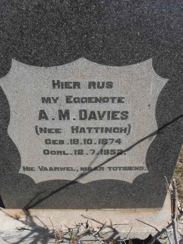DAVIES A.M. nee HATTINGH 1874-1952