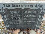 BEER Sophia Aletta, de nee BOSCH 1897-1932 :: DE BEER Johannes