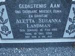 LANDMAN Aletta Susanna nee GROUS 1915-2001