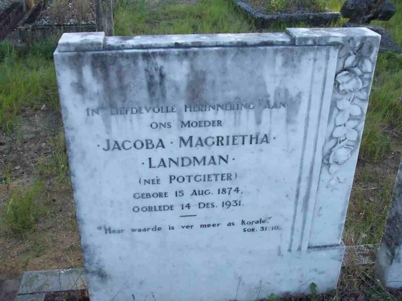 LANDMAN Jacoba Magrietha nee POTGIETER 1874-1931