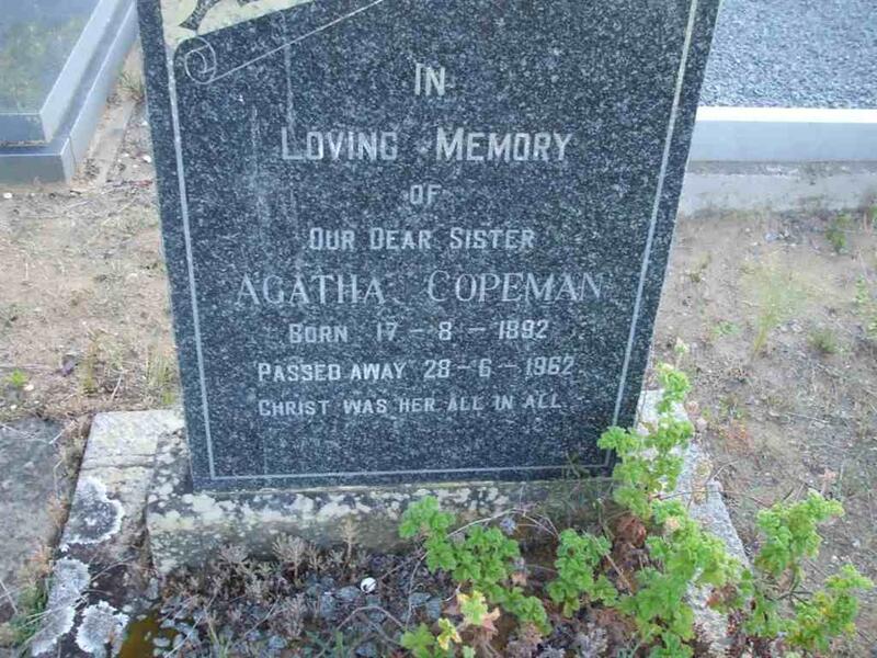 COPEMAN Agatha 1892-1962