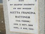 HATTINGH Aletta Francina nee THERON 1888-1926