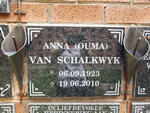 SCHALKWYK Anna, van 1923-2010