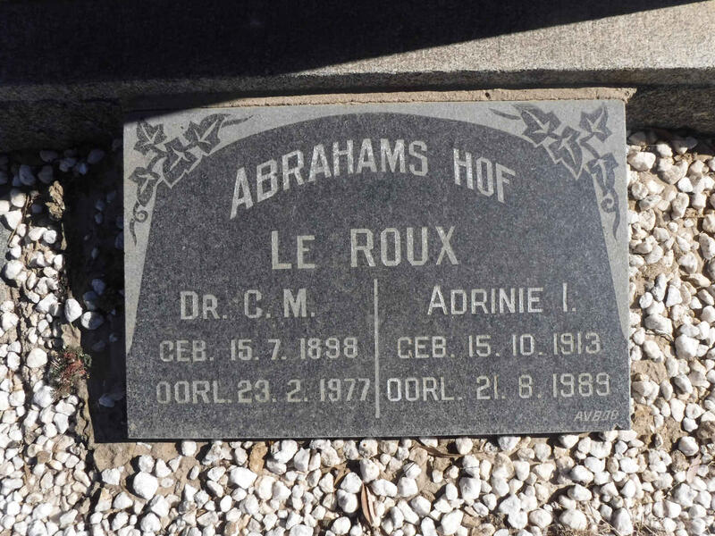 ROUX C.M., le 1898-1977 & Adrinie I. 1913-1989