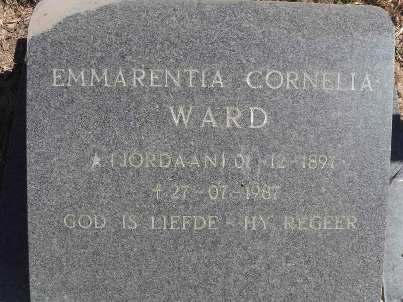 WARD Emmarentia Cornelia nee JORDAAN 1897-1987
