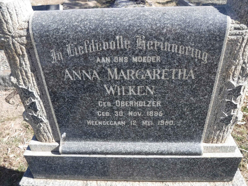 WILKEN Anna Margaretha nee OBERHOLZER 1885-1950