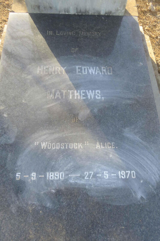 MATTHEWS Henry Edward 1890-1970