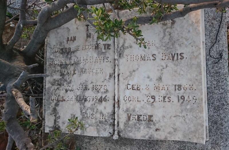 DAVIS Thomas 1863-1949 & Johanna M.M. KRUGER 1870-1946