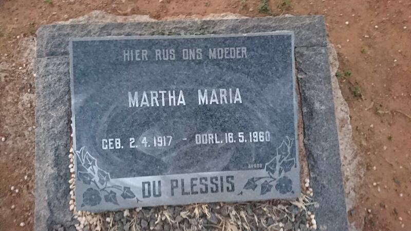 PLESSIS Martha Maria, du 1917-1960