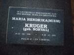 KRUGER Maria Hendrika nee NORVAL 1916-2001